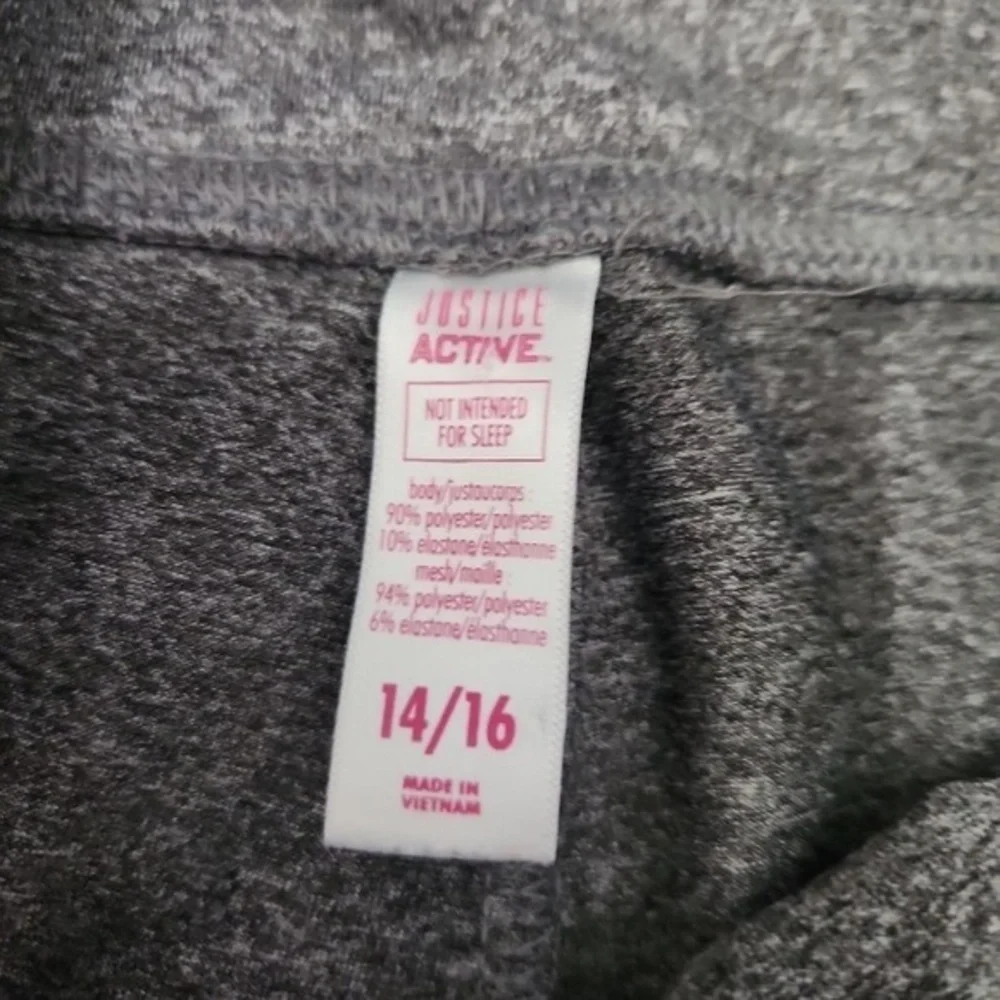 Justice‎ Leggings Girls Size 14/16 Gray Activewear Athletic Mesh Panels Sporty